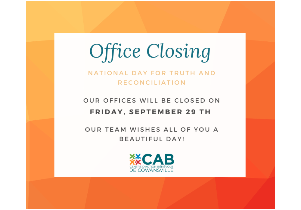 Office closing - National day for truth and reconciliation